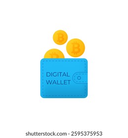A digital wallet with bitcoin coins, showing a simple and modern design for cryptocurrency storage.
