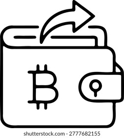 Digital wallet with bitcoin symbol and send money arrow