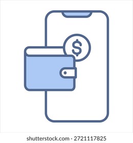 Ilustração do vetor de ícone azul da carteira digital