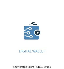 Digital Wallet Concept 2 Colored Icon. Simple Blue Element Illustration. Digital Wallet Concept Symbol Design From Digital Economy Set. Can Be Used For Web And Mobile UI/UX