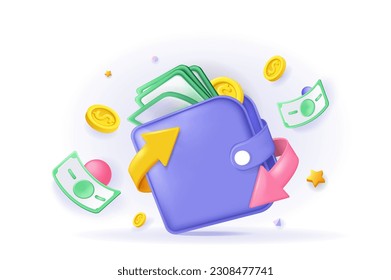 Digital wallet concept 3D illustration. Vector illustration for modern web design