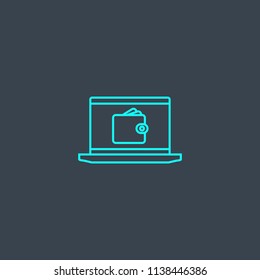 Digital wallet concept blue line icon. Simple thin element on dark background. Digital wallet concept outline symbol design from Cryptocurrency set. Can be used for web and mobile UI/UX