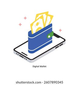 Digital Wallet Concept isometric Style Illustrations. Eps 10 File