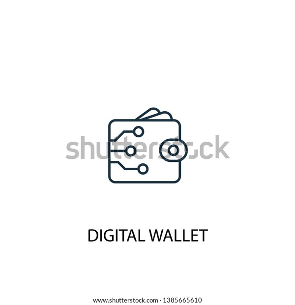 digital wallet concept line icon. Simple\
element illustration. digital wallet concept outline symbol design.\
Can be used for web and mobile\
UI/UX