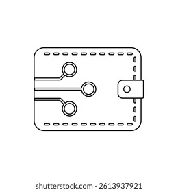 Digital wallet. E-wallet. Online payment by digital wallet. Online money transfer service application. Money transaction, e-commerce. Circuit board pattern. Vector illustration.