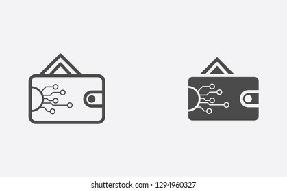 Digital wallet filled and outline vector icon sign symbol