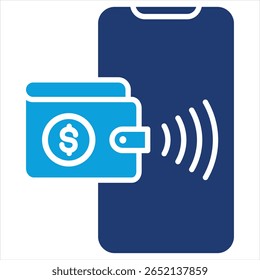 Ilustração do vetor de ícone azul plano da carteira digital