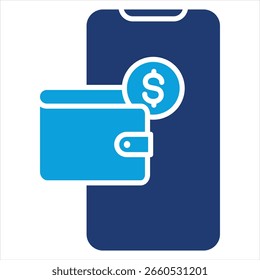 Ilustração do vetor de ícone azul plano da carteira digital