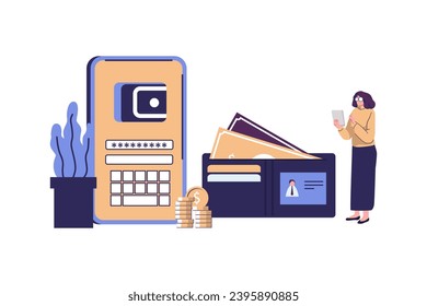 Digital wallet flat style illustration vector design