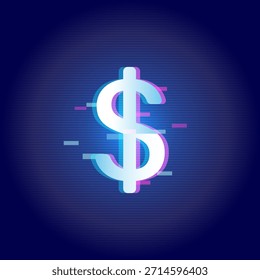 Carteira digital com efeito de falha no fundo da tecnologia futurista. Conceito de fintech, pagamento on-line, criptomoeda, blockchain e finanças digitais.