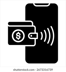 Ilustración vectorial de icono de glifo de billetera digital
