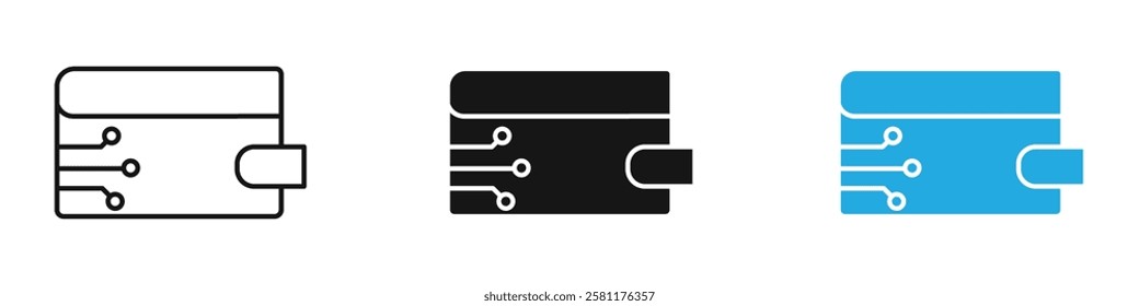 Digital wallet icon black white vector outline