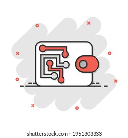 Digital wallet icon in comic style. Crypto bag vector cartoon illustration pictogram. Online finance, e-commerce business concept splash effect.