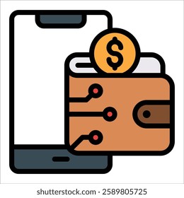 Digital Wallet Icon Element For Design