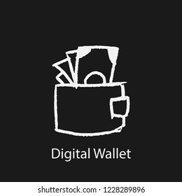 digital wallet icon. Element of finance icon for mobile concept and web apps. Hand drawn digital wallet icon can be used for web and mobile