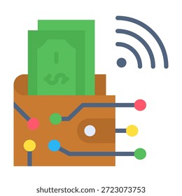 Ilustração de vetor de design plano de ícone de carteira digital