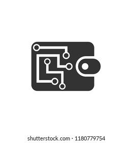 Digital wallet icon in flat style. Crypto bag vector illustration on white isolated background. Online finance, e-commerce business concept.