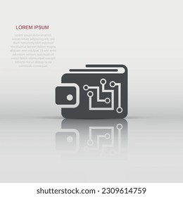 Digital wallet icon in flat style. Crypto bag vector illustration on white isolated background. Online finance, e-commerce business concept.