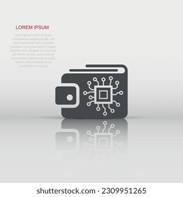 Digital wallet icon in flat style. Crypto bag vector illustration on white isolated background. Online finance, e-commerce business concept.