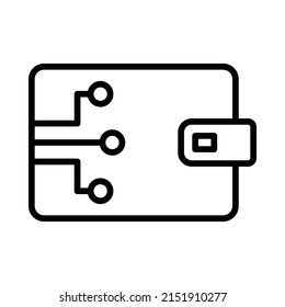 Digital Wallet Icon. Line Art Style Design Isolated On White Background