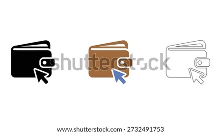 digital wallet icon with mouse cursor clicking on it, symbolizing online payment and web-based financial interaction. This image represents the intersection of technology and finance, highlighting the convenience and security of digital transactions.