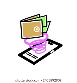 Digital wallet icon on smartphone