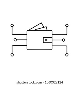 Digital wallet icon. Outline thin line flat illustration. Isolated on white background.