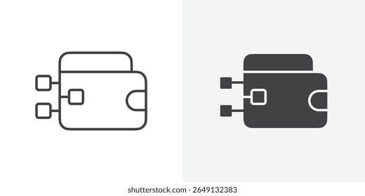 Icono de billetera digital Esquema de signo de Vector