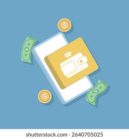 Digital wallet icon. Payment receipt. Customizable e-wallet with digital currency and various financial tools enhances the convenience of online transactions.