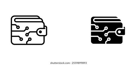 Digital wallet Icon set in black color for ui designs