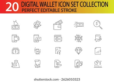 COLEÇÃO DE CONJUNTOS DE ÍCONES DA CARTEIRA DIGITAL
