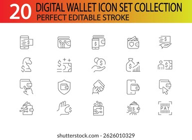 COLEÇÃO DE CONJUNTOS DE ÍCONES DA CARTEIRA DIGITAL