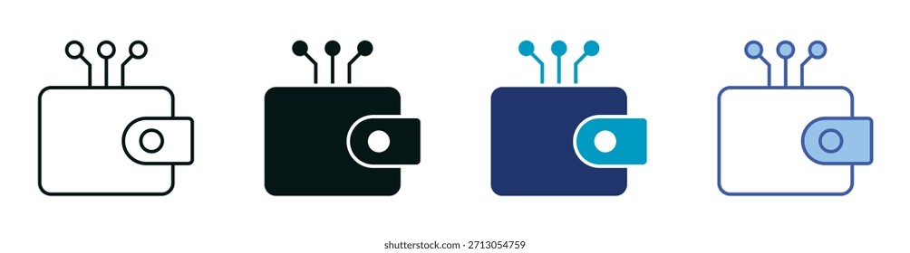 Conjunto de iconos de billetera digital que consta de múltiples estilos Ilustración vectorial