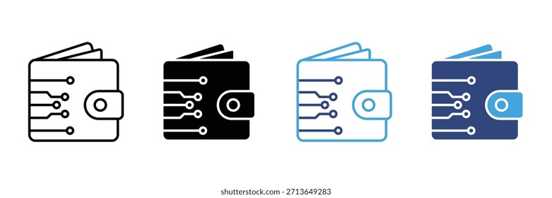 Conjunto de iconos de billetera digital. Símbolo de billetera criptográfica. Ilustración vectorial 