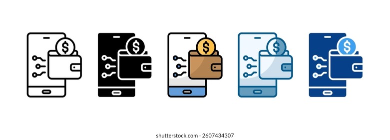 Digital Wallet Icon Set Multiple Style Collection