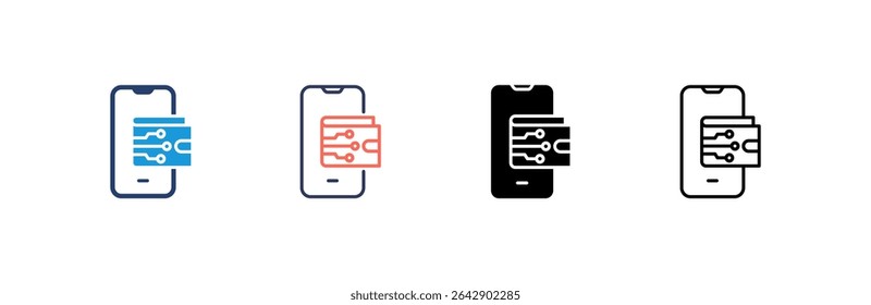 Digital Wallet Icon set multiple style collection