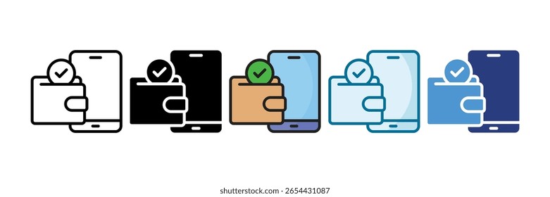 Conjunto de iconos de billetera digital Colección de estilo múltiple