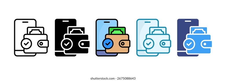 Digital Wallet Icon Set Multiple Style Collection