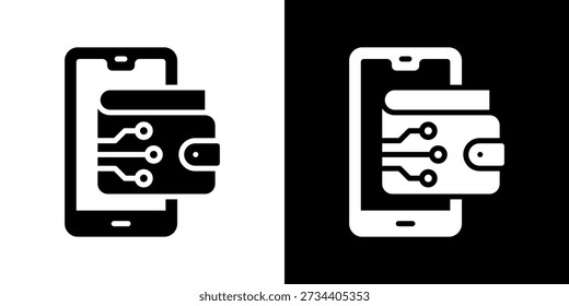 Digital Wallet Icon Set Vector Collection Isolated In Black And White