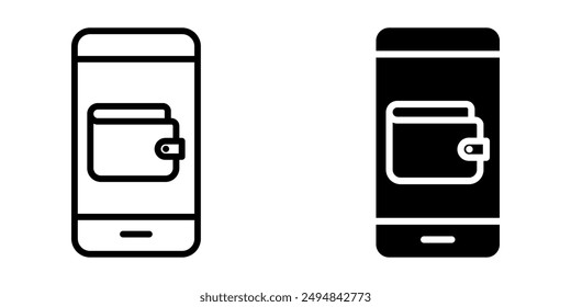 digital wallet icon set,phone with wallet icon colo editable