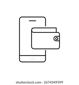 ícone de carteira digital simples vetor simples simples plana preto linear ilustração para web e app..eps