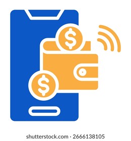 Digital Wallet Icon Solid Color Design Vector Illustration