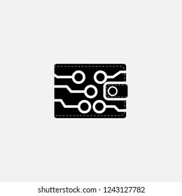 Digital wallet icon. Digital wallet symbol. Flat design. Stock - Vector illustration