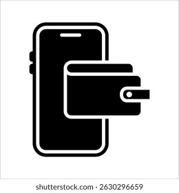 digital wallet Icon Symbol isolated wh kground. vector illustration. color editable. 