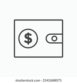 Digitales Brieftaschensymbol in dünnen schwarzen Linien