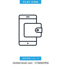 Plantilla de diseño de vectores de iconos de cartera digital. Stroke Editable