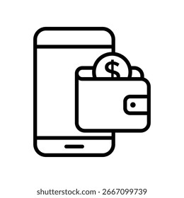 Plantilla de diseño de Vector de icono de billetera digital simple y limpia