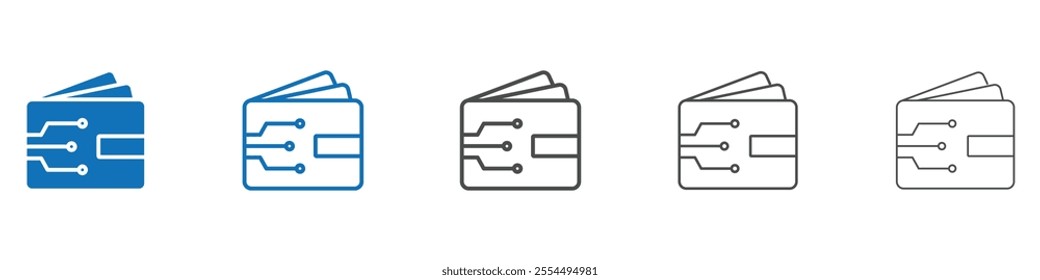 Digital wallet icon vector set collection for web