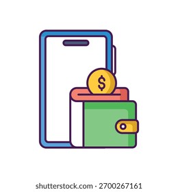 Icono de Vector de billetera digital ilustración de stock
