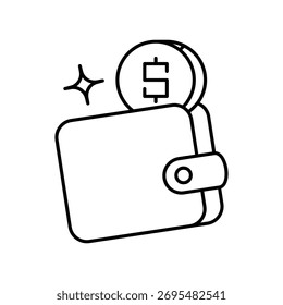 Icono de billetera digital con fondo blanco Vector Ilustración de stock
